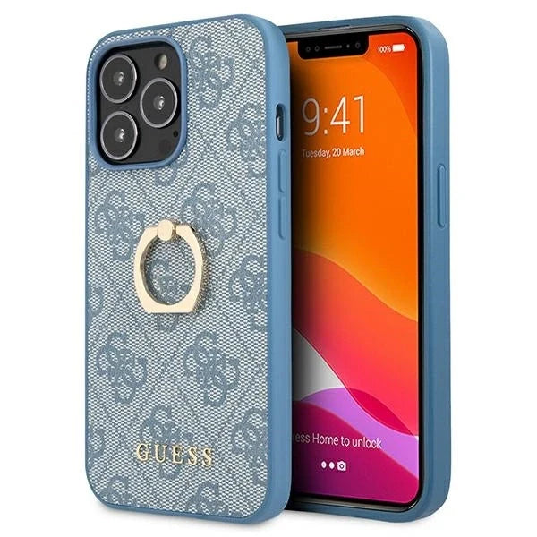Guess GUHCP13X4GMRBL iPhone 13 Pro Max 6,7’’ niebieski/blue hardcase 4G with ring stand - Cell phone cases