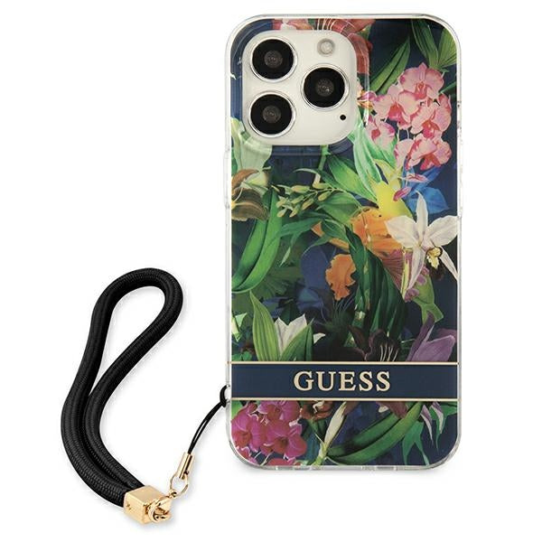 Guess GUHCP13XHFLSB iPhone 13 Pro Max 6.7’’ blue/blue hardcase Flower Strap - Cell phone cases and covers<<<HurtelXML