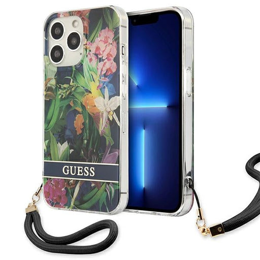 Guess GUHCP13XHFLSB iPhone 13 Pro Max 6.7’’ blue/blue hardcase Flower Strap - Cell phone cases and covers<<<HurtelXML