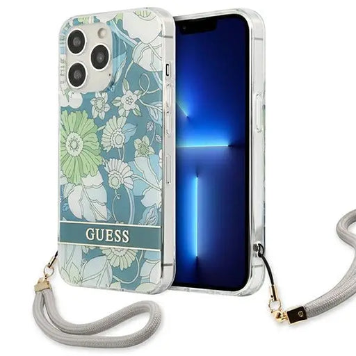 Guess GUHCP13XHFLSN iPhone 13 Pro Max 6.7’’ green/green hardcase Flower Strap - Cell phone cases and covers<<<HurtelXML