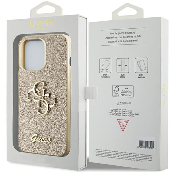 Guess GUHCP13XHG4SGD case for iPhone 13 Pro Max 6.7’’ - gold Glitter Script Big 4G - Cell phone cases