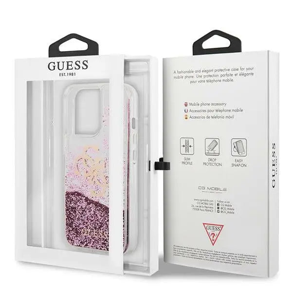 Guess GUHCP13XLG4GPI iPhone 13 Pro Max 6.7’’ pink/pink hardcase 4G Big Liquid Glitter - Cell phone cases