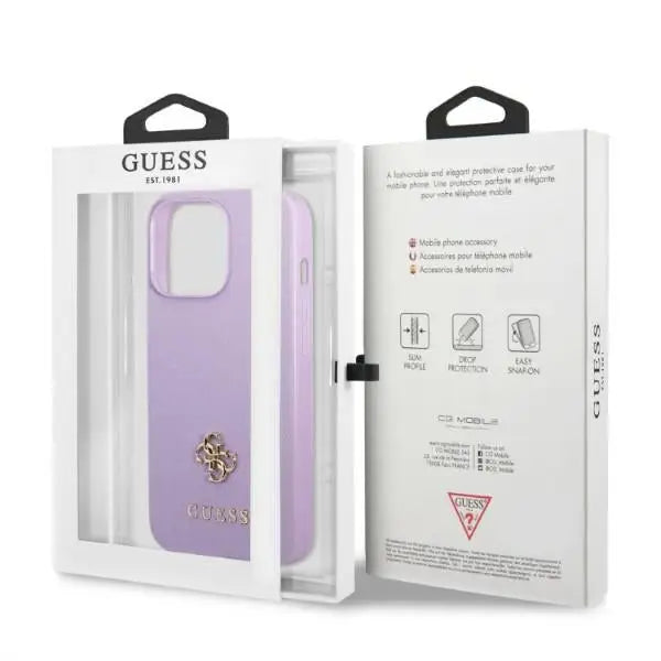 Guess GUHCP13XPS4MU iPhone 13 Pro Max 6.7’’ purple/purple hardcase Saffiano 4G Small Metal Logo - Cell phone cases
