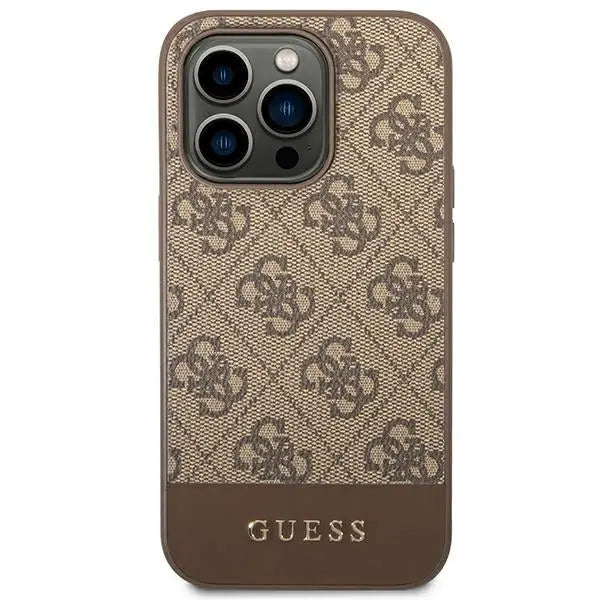 Guess GUHCP14LG4GLBR iPhone 14 Pro 6.1’’ brown/brown hard case 4G Stripe Collection - Cell phone cases