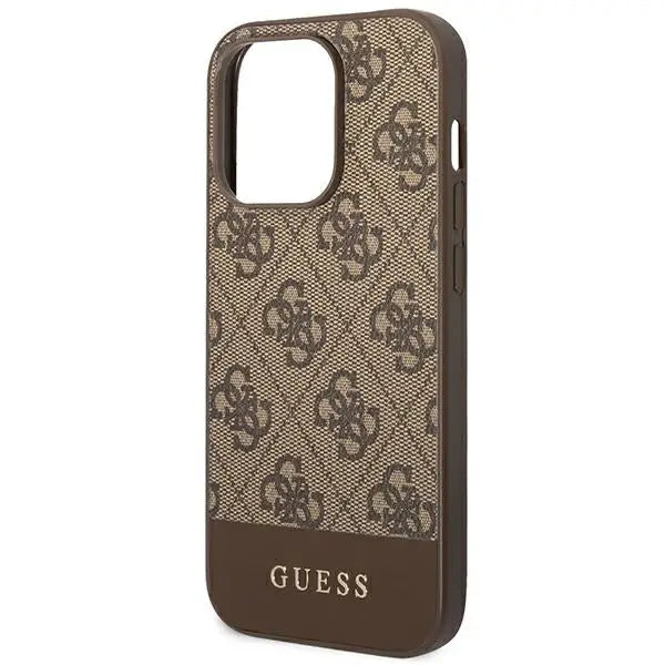 Guess GUHCP14LG4GLBR iPhone 14 Pro 6.1’’ brown/brown hard case 4G Stripe Collection - Cell phone cases