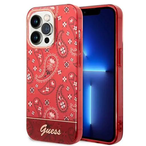 Guess GUHCP14LHGBNHR iPhone 14 Pro 6.1’’ red/red hardcase Bandana Paisley - Cell phone cases and covers<<<HurtelXML