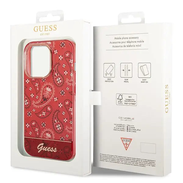 Guess GUHCP14LHGBNHR iPhone 14 Pro 6.1’’ red/red hardcase Bandana Paisley - Cell phone cases and covers<<<HurtelXML