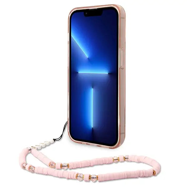 Guess GUHCP14LHGCOHP iPhone 14 Pro 6.1’’ pink/pink hardcase Translucent Pearl Strap - Cell phone cases