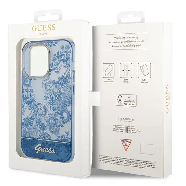 Guess GUHCP14LHGPLHB iPhone 14 Pro 6.1’’ blue/blue hardcase Porcelain Collection - Cell phone cases