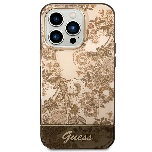 Guess GUHCP14LHGPLHC iPhone 14 Pro 6.1’’ ocher hardcase Porcelain Collection - Cell phone cases and covers<<<HurtelXML