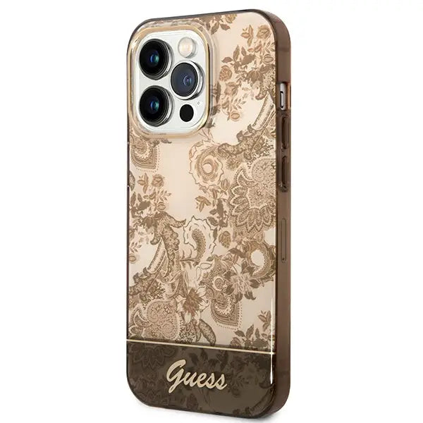 Guess GUHCP14LHGPLHC iPhone 14 Pro 6.1’’ ocher hardcase Porcelain Collection - Cell phone cases and covers<<<HurtelXML