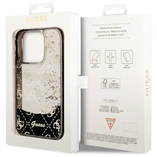 Guess GUHCP14LLC4PSGK iPhone 14 Pro 6.1’’ black/black hardcase Liquid Glitter 4G Transculent - Cell phone cases