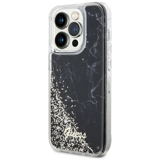 Guess GUHCP14LLCSGSGK iPhone 14 Pro 6.1’’ black/black hardcase Liquid Glitter Marble - Cell phone cases
