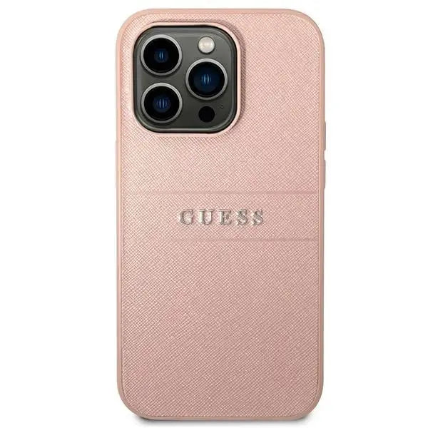 Guess GUHCP14LPSASBPI iPhone 14 Pro 6,1’’ różowy/pink Saffiano Strap - Cell phone cases and covers<<<HurtelXML