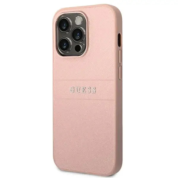 Guess GUHCP14LPSASBPI iPhone 14 Pro 6,1’’ różowy/pink Saffiano Strap - Cell phone cases and covers<<<HurtelXML
