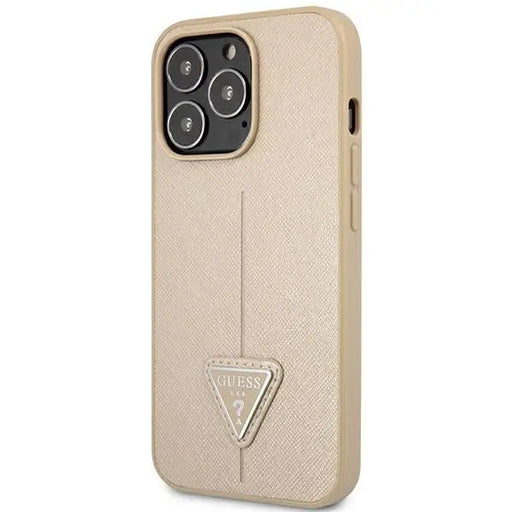 Guess GUHCP14LPSATLE iPhone 14 Pro 6,1 ’beige / beige hardcase SaffianoTriangle Logo - Cell phone cases