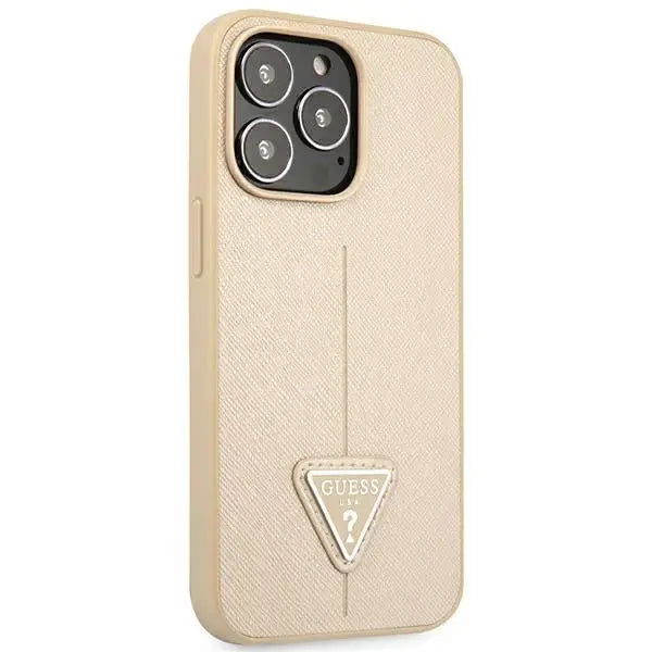 Guess GUHCP14LPSATLE iPhone 14 Pro 6,1 ’beige / beige hardcase SaffianoTriangle Logo - Cell phone cases