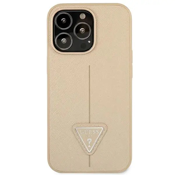 Guess GUHCP14LPSATLE iPhone 14 Pro 6,1 ’beige / beige hardcase SaffianoTriangle Logo - Cell phone cases