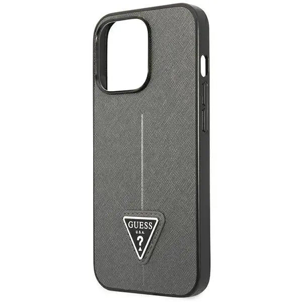 Guess GUHCP14LPSATLG iPhone 14 Pro 6.1 ’silver / silver hardcase SaffianoTriangle Logo - Cell phone cases