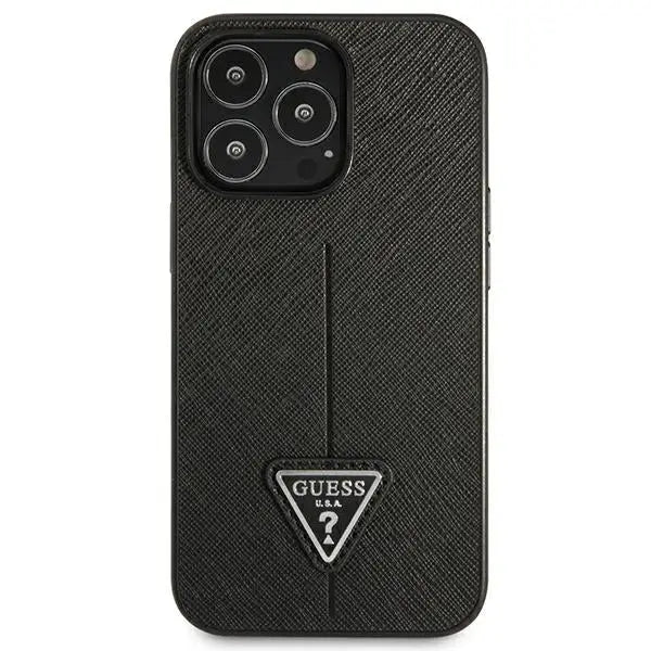 Guess GUHCP14LPSATLK iPhone 14 Pro 6.1’’ black/black hardcase SaffianoTriangle Logo - Cell phone cases