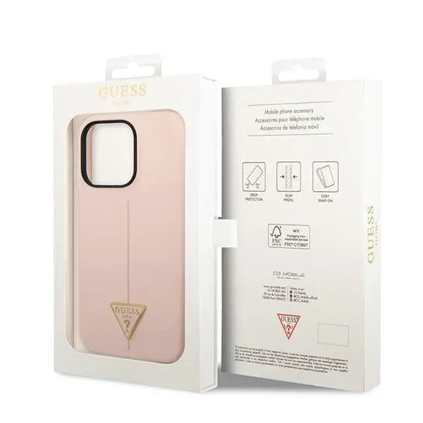 Guess GUHCP14LSLTGP iPhone 14 Pro 6.1’’ pink/pink hardcase Silicone Triangle - Cell phone cases and covers<<<HurtelXML