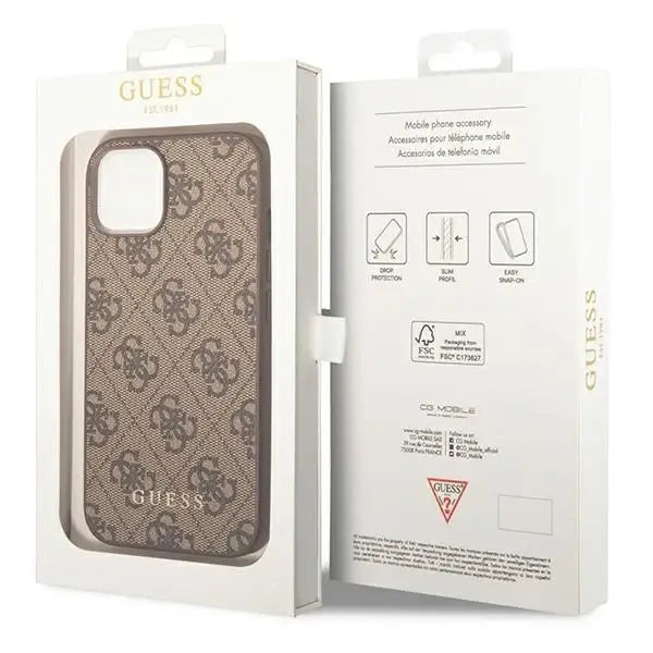 Guess GUHCP14MG4GFBR iPhone 14 Plus 6,7’’ brązowy/brown hard case 4G Metal Gold Logo - Cell phone cases