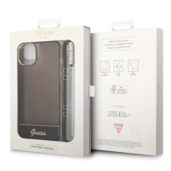 Guess GUHCP14MHGCOHK iPhone 14 Plus 6,7 ’black / black hardcase Translucent Pearl Strap - Cell phone cases