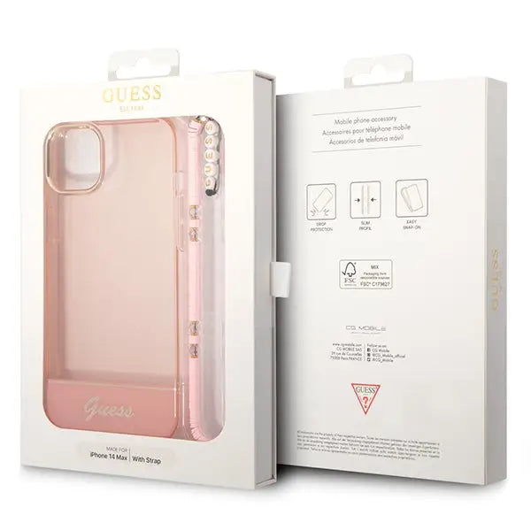 Guess GUHCP14MHGCOHP iPhone 14 Plus 6.7’’ pink/pink hardcase Translucent Pearl Strap - Cell phone cases