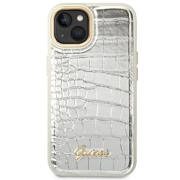 Guess GUHCP14MHGCRHS iPhone 14 Plus 6.7 ’silver / silver hardcase Croco Collection - Cell phone cases