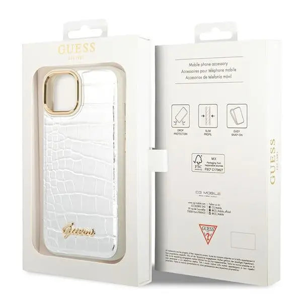 Guess GUHCP14MHGCRHS iPhone 14 Plus 6.7 ’silver / silver hardcase Croco Collection - Cell phone cases