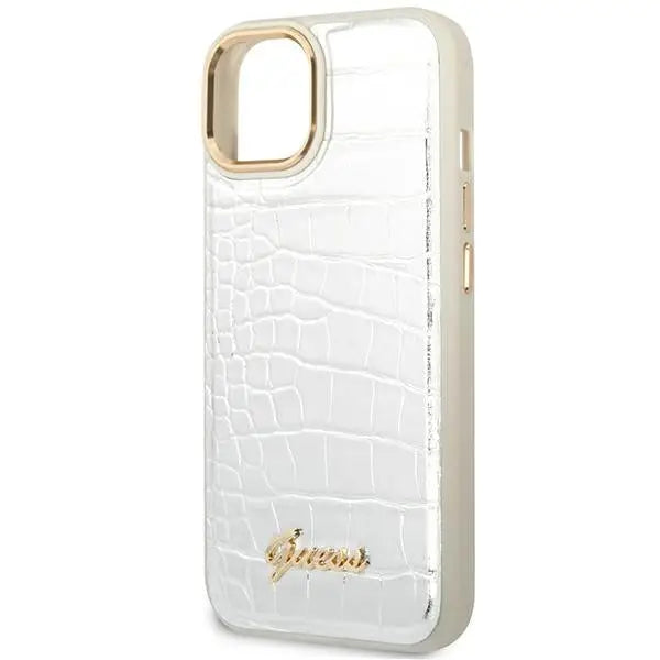 Guess GUHCP14MHGCRHS iPhone 14 Plus 6.7 ’silver / silver hardcase Croco Collection - Cell phone cases