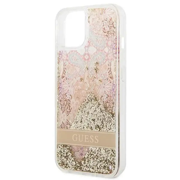 Guess GUHCP14MLFLSD iPhone 14 Plus 6.7’’ gold/gold hardcase Paisley Liquid Glitter - Cell phone cases