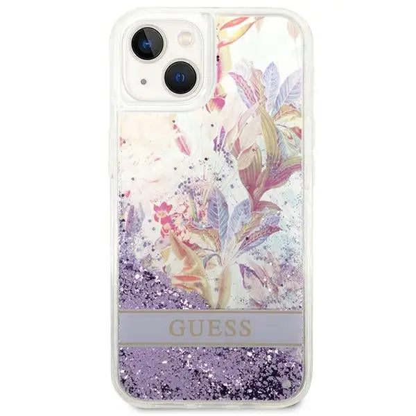 Guess GUHCP14MLFLSU iPhone 14 Plus 6.7 ’violet / purple hardcase Flower Liquid Glitter - Cell phone cases