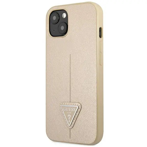 Guess GUHCP14MPSATLE iPhone 14 Plus 6.7’’ beige/beige hardcase SaffianoTriangle Logo - Cell phone cases