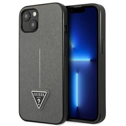 Guess GUHCP14MPSATLG iPhone 14 Plus 6.7 ’silver / silver hardcase SaffianoTriangle Logo - Cell phone cases