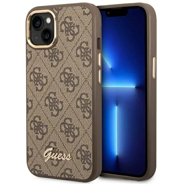 Guess GUHCP14SHG4SHW iPhone 14 6.1’’ brown/brown hard case 4G Vintage Gold Logo - Cell phone cases