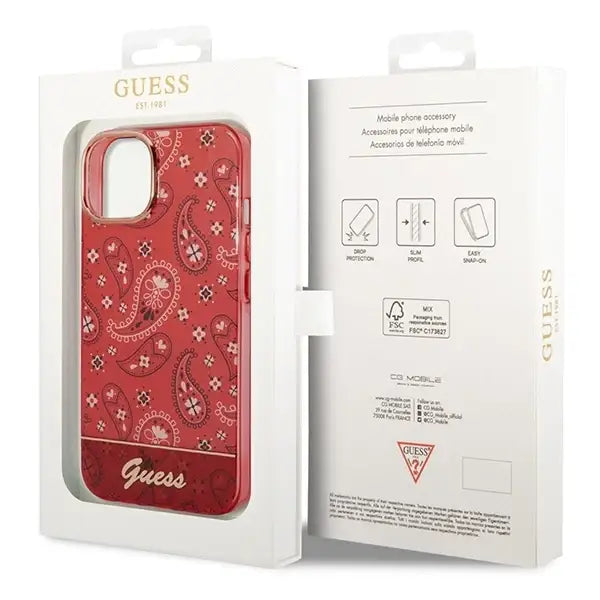 Guess GUHCP14SHGBNHR iPhone 14 6.1’’ red/red hardcase Bandana Paisley - Cell phone cases and covers<<<HurtelXML