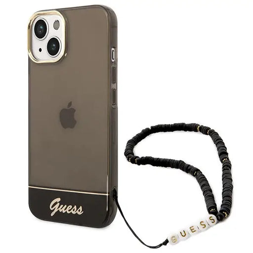 Guess GUHCP14SHGCOHK iPhone 14 6.1 ’black / black hardcase Translucent Pearl Strap - Cell phone cases