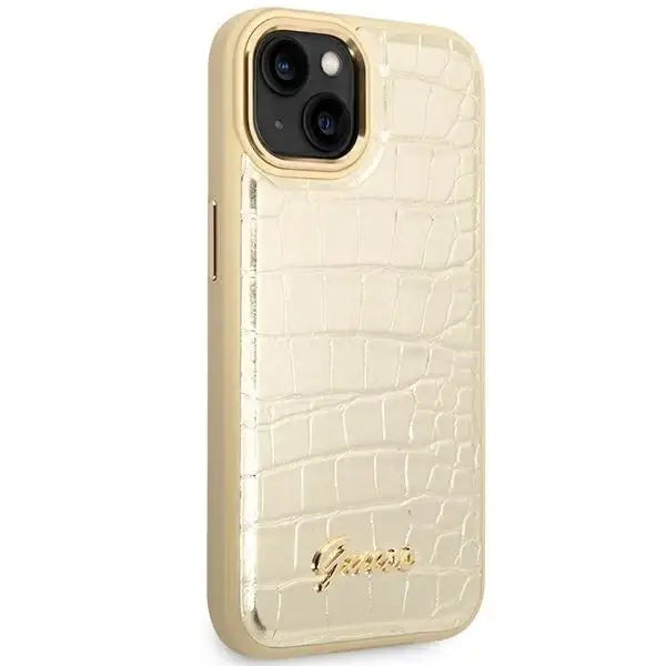Guess GUHCP14SHGCRHD iPhone 14 6.1 ’gold / gold hardcase Croco Collection - Cell phone cases and covers<<<HurtelXML