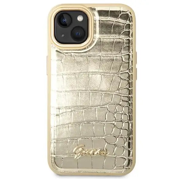 Guess GUHCP14SHGCRHD iPhone 14 6.1 ’gold / gold hardcase Croco Collection - Cell phone cases and covers<<<HurtelXML