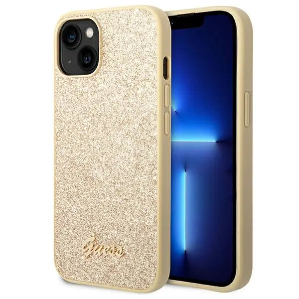 Guess GUHCP14SHGGSHD iPhone 14 6.1’’ gold/gold hard case Glitter Script - Cell phone cases and covers<<<HurtelXML