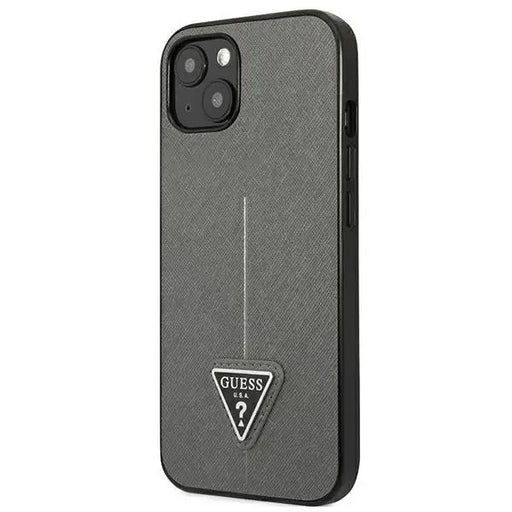Guess GUHCP14SPSATLG iPhone 14 6.1 ’silver / silver hardcase SaffianoTriangle Logo - Cell phone cases
