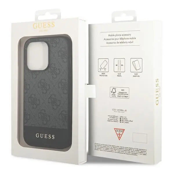 Guess GUHCP14XG4GLGR iPhone 14 Pro Max 6.7’’ grey/grey hard case 4G Stripe Collection - Cell phone cases