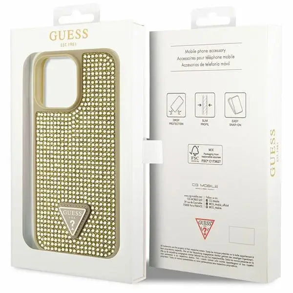Guess GUHCP14XHDGTPD iPhone 14 Pro Max 6.7’’ gold/gold hardcase Rhinestone Triangle - Cell phone cases