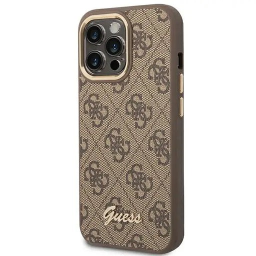Guess GUHCP14XHG4SHW iPhone 14 Pro Max 6.7’’ brown/brown hard case 4G Vintage Gold Logo - Cell phone cases