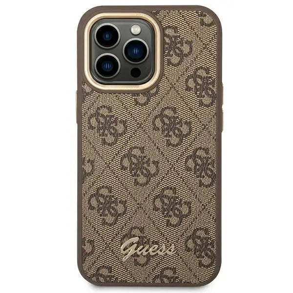 Guess GUHCP14XHG4SHW iPhone 14 Pro Max 6.7’’ brown/brown hard case 4G Vintage Gold Logo - Cell phone cases
