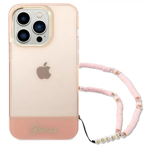 Guess GUHCP14XHGCOHP iPhone 14 Pro Max 6.7’’ pink/pink hardcase Translucent Pearl Strap - Cell phone cases