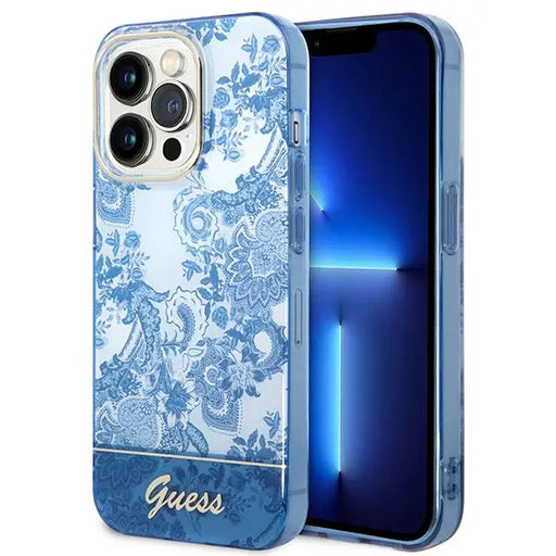 Guess GUHCP14XHGPLHB iPhone 14 Pro Max 6.7’’ blue/blue hardcase Porcelain Collection - Cell phone cases