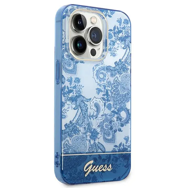 Guess GUHCP14XHGPLHB iPhone 14 Pro Max 6.7’’ blue/blue hardcase Porcelain Collection - Cell phone cases