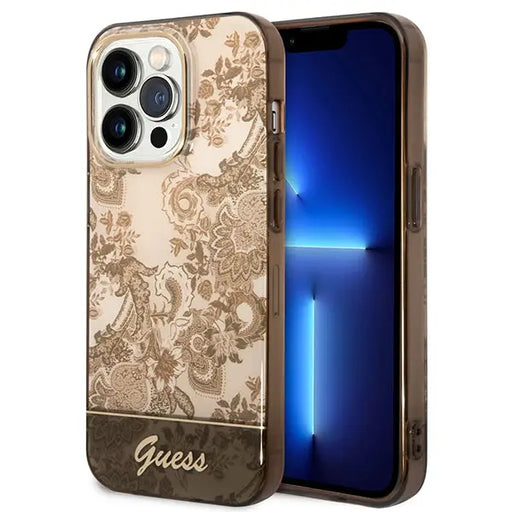 Guess GUHCP14XHGPLHC iPhone 14 Pro Max 6.7’’ ocher hardcase Porcelain Collection - Cell phone cases